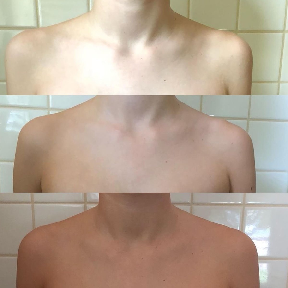 Winter Skin - Eco By Sonya gradual tanner before after progress photos neck and decolletage